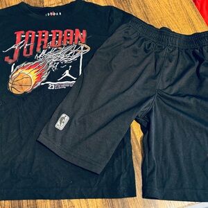 Kid’s Jordan Black Graphic Tee and Shorts Set